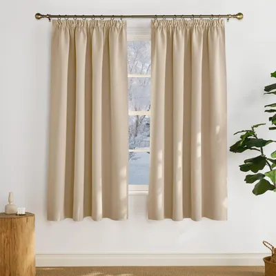 Zdjęcie produktu dla Zasłony zaciemiające, krótkie, wysokość 160 cm, szerokość 140 cm, zestaw 2 sztuk, kolor beżowy