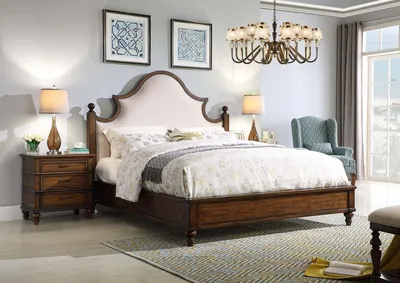Produktbild von Bett 2x Nachttisch 3 tlg. Schlafzimmer Set Design Polster Möbel Luxus Betten Neu