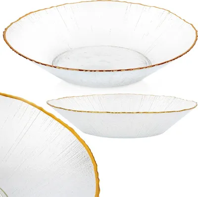 Produktbild von Vilde Glasschale Salatschüssel Salatschale Snackschale Obstschale Schüssel aus Glas Gold 20,5 cm 500 ml