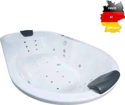 Produktbild von Basera CLASSIC Indoor Podest-Whirlpool Badewanne Corvo 195 x 100 cm mit 29 Massagedüsen, LED-Ambiente, Touchpanel, Bluetooth und Radio