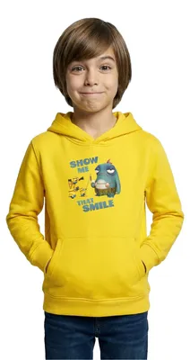 Produktbild von Spreadshirt Minions Show Me That Smile Phillip Kinder Hoodie, XS (3/4 years), Gelb