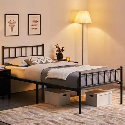 Produktbild von Yaheetech Metallbett, 90 x 200 cm Bettrahmen mit Kopfteil, Bettgestell