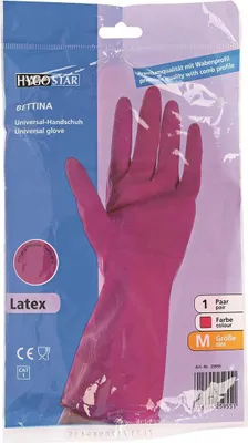 Obrázok produktu pre Hygostar 25955 Haushaltshandschuhe Bettina pink Gr. 8/M Latex beflockt