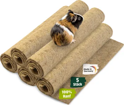 Produktbild von napfpower Hanfmatten für Nager 5 Stk. - Nagerteppich aus 100 % Hanf - Hanfmatte für Kaninchen, Hamster & Meerschweinchen