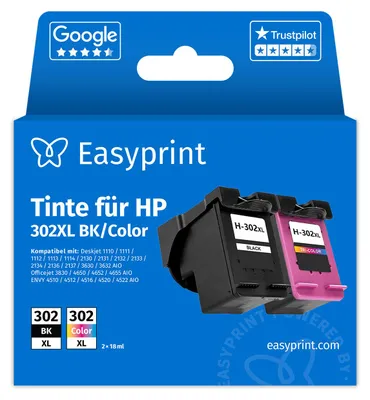 Immagine prodotto di NUOVO: Easyprint Cartucce d'inchiostro per HP 302XL, Multipack (BK/C/M/Y), 1 pezzo