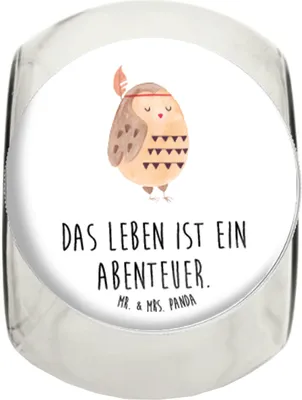 Produktbild von Mr. & Mrs. Panda Teedose Eule Federschmuck L 870ml - Weiß - Geschenk, Owl, Bonboniere, Frischhaltedose, Dekoration, Vorratsglas, Waldtiere, Kaffeedose, Bonbonglas