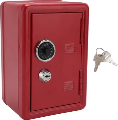 Produktbild von Mini-Safe, rot, Wörterbuchform, Spardose aus Metall, mit Schloss, Schlüssel, Passwort für Münzen, Schmuck, Wertsachen