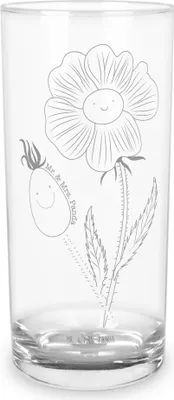 Produktbild von Mr. & Mrs. Panda Glas Blume Hagebutte 200 ml - Transparent - Geschenk, Wasserglas, Trinkglas, Garten, Longdrinkglas, Schlechte Gedanken, Tumbler, Cocktailglas