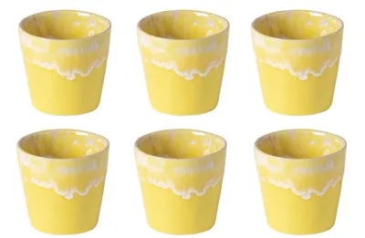 Immagine prodotto di Tazze da caffè espresso Costa Nova Grespresso fatte a mano – Set da 6 – Giallo – Gres portoghese – 90 ml – Altezza 6 cm