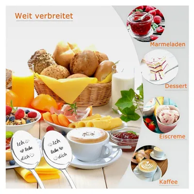 Produktbild von Geschenke für die Freundin zum Geburtstag - 2 Stück Kaffeelöffel mit Gravur - Ich liebe dich - Liebeslöffel als kleines Geschenk für Frauen, Männer und Paare