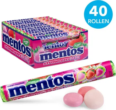 Produktbild von Mentos Erdbeere einzeln 40 x 37,5 Gramm