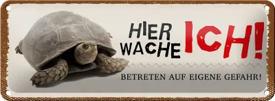 Produktbild von Blechschild Hinweis Schildkröte hier wache ich eigene Gefahr, 27 x 10 cm, Blechschilder Tiere Achtung