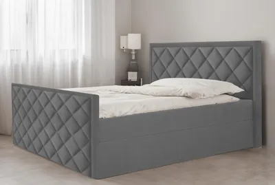 Produktbild von Bett, Boxspringbett DORMI mit Fußteil, OHNE Topper, Federkern, Doppelbett, Stauraum, 180x200 cm, (Dunkelgrau - Itaka 14)