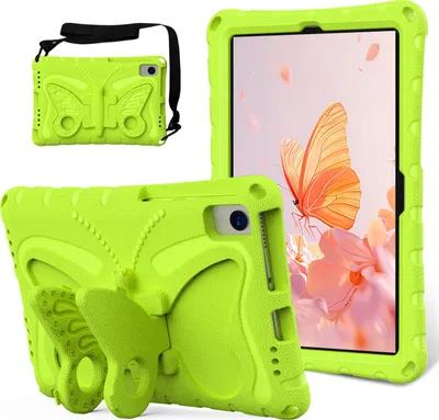 Produktbild von Kinder Hülle für Samsung Galaxy Tab S6 2019 10,5", Tab S5e, Tab A7 10,4 2022/2020, Tab S6 Lite 2024/2022/2020 10,4" Leicht Stoßfeste EVA Kindgerechtes Schutzhülle mit Schultergurt, Schmetterlings-Ständer hellgrün
