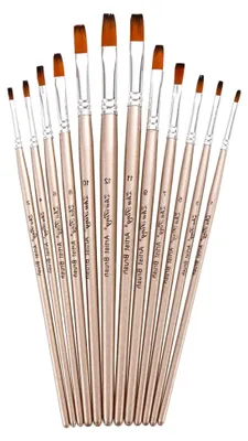Produktbild von Pinsel-Set mit flacher Spitze aus Nylonhaar, 12-teilig, für Künstler