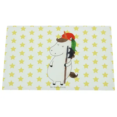 Produktbild von Mr. & Mrs. Panda Glasschneidebrett Einhorn Junge - Weiß - Geschenk, Schneidplatte, Unicorn, Mittelalter, Hackbrett, schneidbrett, Bube, Schneidebrett Glas, Glasbrettchen