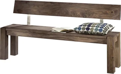 Image de MASSIVMOEBEL24 | Banc avec dossier 160x35 Palissandre huilé Gris taupe NATURE GREY #701