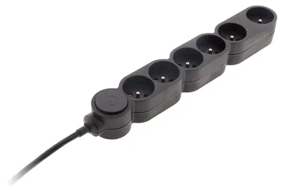 Productafbeelding van Stopcontactblok met 6 stopcontacten, 16A, zwart - kabel HO5VV-F 3G1, 1,5 meter - voorzien van een stekker