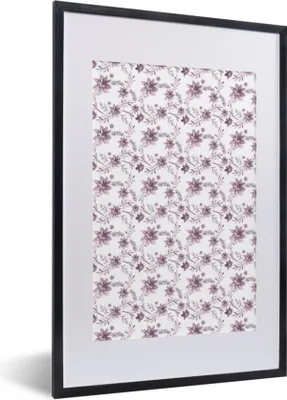 Produktbild von MuchoWow® MuchoWow® Gerahmtes Poster Blumen - Lila - Weiß 40x60 cm - Poster mit zchwarzem Bilderrahmen - Poster in Rahmen