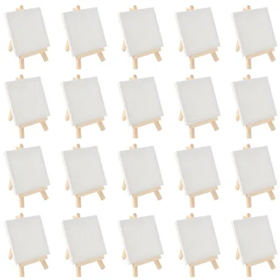 20er Set Mini Staffelei mit Leinwand, verstellbar, Holz