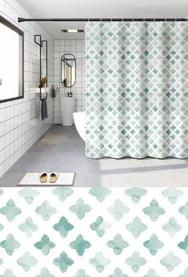 Immagine prodotto di Tenda da doccia 180 x 180 cm, materiale PEVA, motivo: 16 fiori turchesi