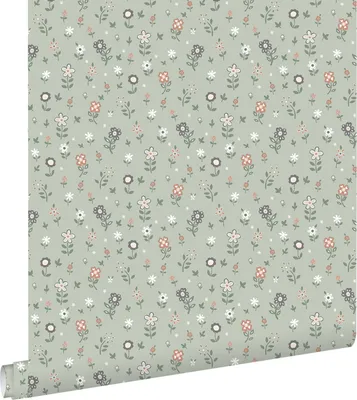 Zdjęcie produktu dla ESTAhome Tapeta kwiaty szaro zielonym 53 cm x 10.05 m