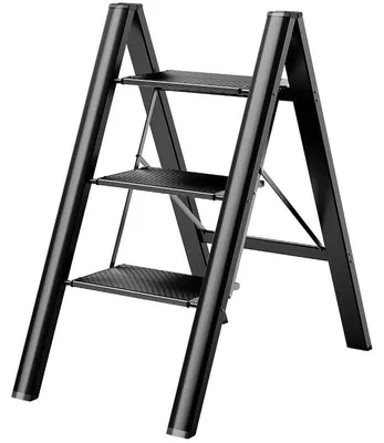 Produktbild von 3-stufige Leiter, faltbar, Schwarz, 330 lbs
