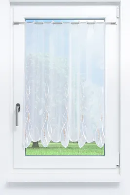 Produktbild von Scheibengardine Plauener Spitze - Melanie #1W (Bx H) 129,6cm * 120cm pastellorange/Orange