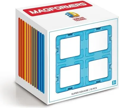 Produktbild von Magnetisches Bauklötzchen-Set „Magformers Super Square“ – 12 quadratische Teile