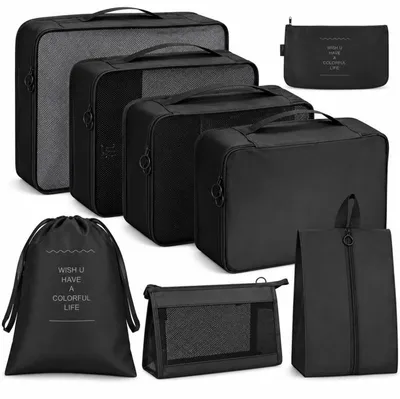 Produktbild von APT BQ73 Reiseorganizer für Koffer, Set mit 8 Stück, schwarz