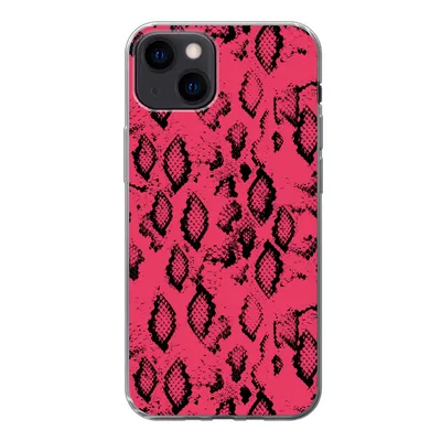 Produktbild von MuchoWow® Handyhülle Schutzhülle Hülle für iPhone 13 Tiermuster - Schlangenhaut - Rosa Silikon Softcase Handy Hülle - Karteninhaber