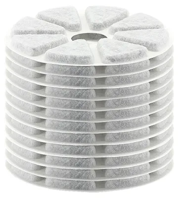 Produktbild von Katzenbrunnen Filter 12 Stück, Aktivkohlefilter mit 3 fach Filtration, Ersatzfilter für Trinkbrunnen, reduziert Gerüche und Partikel