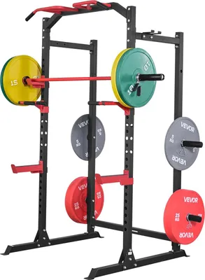 Produktbild von Power Cage Power Rack, multifunktionales Langhantel-Squat-Rack mit einstellbarer Höhe, Krafttrainingsgerät für das Heimfitnessstudio mit J-Haken und weiteren Fitness-Zubehörteilen für Bankdrücken, Klimmzüge und Dips