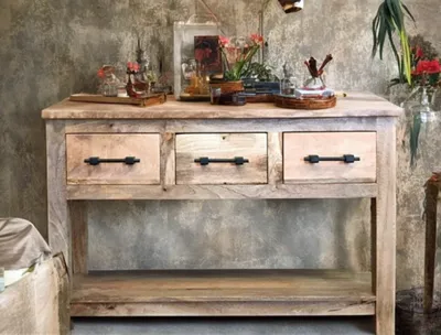 Produktbild von OPIUM OUTLET Möbel Kommode Sideboard Schrank Massivholz asiatisch indisch natur Landhaus-Stil L x B x H: 120 cm x 40 cm x 78 cm