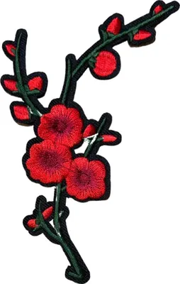 Produktbild von Blütenzweig-Emblem-Aufnäher zum Aufbügeln, Rot