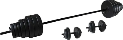 Image de Kit barre à disques et haltères 50kg noir