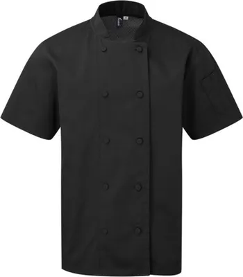 Produktbild von Premier - "Coolchecker" Kochjacke für Herren RW7932 (L) (Schwarz)