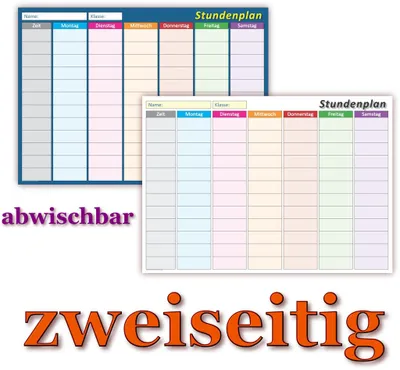 Produktbild von Stundeplan DIN A4 (210 x 297) zweiseitig nass abwischbar