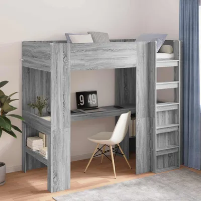 Immagine prodotto di Maison Exclusive - Letto a castello con scrivania, grigio Sonoma, 100 x 200 cm