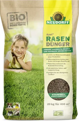 Produktbild von Neudorff Azet Rasendünger dichter Rasen, winterfest, haustierfreundlich, organisch, landbaugeeignet 20 kg 400 m²