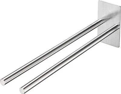 Productafbeelding van Unyqoos® Handdoekhouder, zelfklevend, 2 armen, 304 roestvrij staal, geborsteld, zonder boren, wandmontage, zilver, 12 x 7 x 38,3 cm