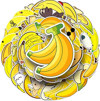 Produktbild von 50 Stück Bananen Aufkleber, Bananen Aufkleber für Laptop,Wasserfeste Vinyl Aufkleber,Laptop Telefon Gitarre Skateboard Computer Koffer Fahrrad Obst Banane Stickers für Jugendliche Kinder Erwachsene