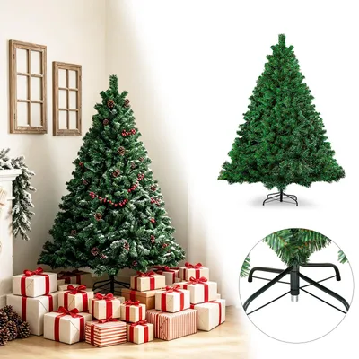 Obrázok produktu pre Umelý vianočný stromček Eikuavons, výška 150 cm, s 400 vetvičkami z PVC, tvar smreka, s podstavcom, zelený