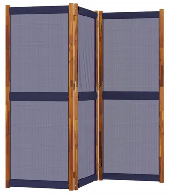 Productafbeelding van Opvouwbare roomdivider, scheidingswand, privacy scherm van acaciahout voor balkon, tuin, terras. Modern, inklapbaar, donkerblauw, 210 x 180 cm