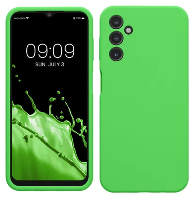 Produktbild von kwmobile Handyhülle für Samsung Galaxy A14 5G Hülle - Case Silikon - Kabelloses Laden - Schutzhülle Cover in Limettengrün