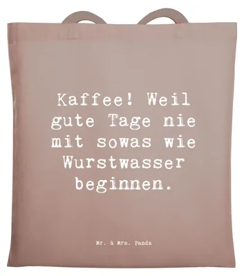 Produktbild von Mr. & Mrs. Panda Jutebeutel Spruch Freude am Kaffee - Braun Pastell - Geschenk, Tasche, Gefühl, Humor, Motivation, Zitat, Shopping, Tote Bag, Schultasche, Laptoptasche
