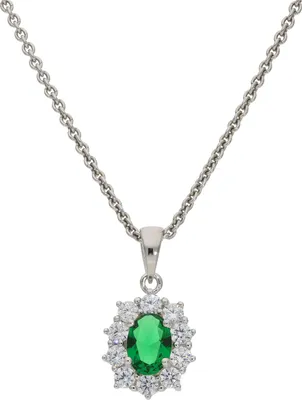 Produktbild von Kettenanhänger Silber 925 Zirkonia weiß Grün JL10-02-3837 JuwelmaLux