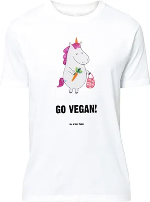 Produktbild von Mr. & Mrs. Panda Größe M T-Shirt Einhorn Vegan - Weiß - Geschenk, Gesund Leben, Herren, Unicorn, Rohkost, Tshirt, mit Spruch, Shirt, Veganer, essen, Veganismus