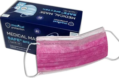 Produktbild von Mundschutz SAFE® von Medical Protection, 3-lagig, pink, 50 St.