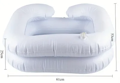 Image de Bassin de lavage pour cheveux gonflable - Support portable pour shampooing, idéal pour le lit - Bol de lavage léger pour personnes alitées, bébés et animaux de compagnie